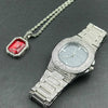 Luxury Gold hip hop jewelry stylish watch & Necklace Combo Set Watch Diamond Men hip hop chain necklace Iced Out  Men Jewelry