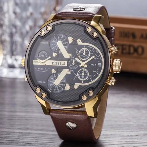 2019  reloj Montre luxe Military Clock Leather Strap 53MM Big dial DZ Stainless steel Watch Men's Sport Quartz Diesels Watch 11