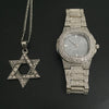 Luxury Gold hip hop jewelry stylish watch & Necklace Combo Set Watch Diamond Men hip hop chain necklace Iced Out  Men Jewelry